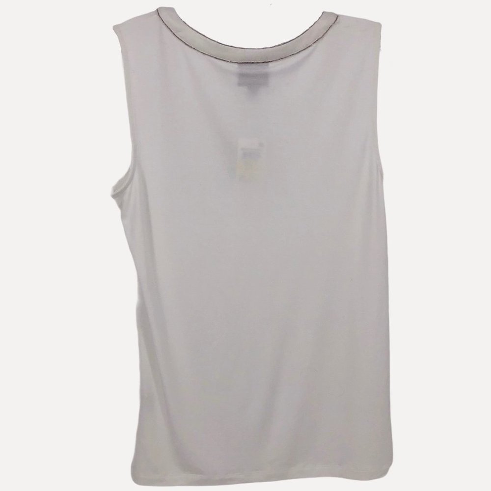 Jm Collection Silver Beaded Trim Tank Top - Picture 5 of 10